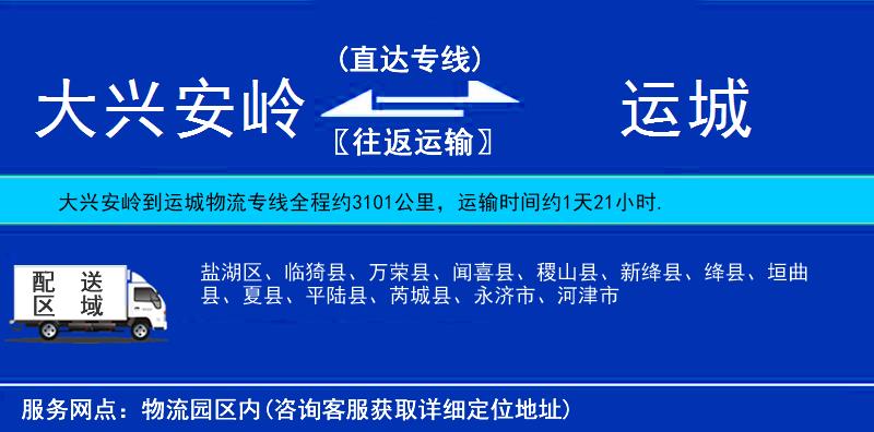 大興安嶺到運(yùn)城物流專(zhuān)線