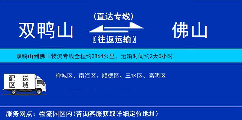 雙鴨山到佛山物流專線