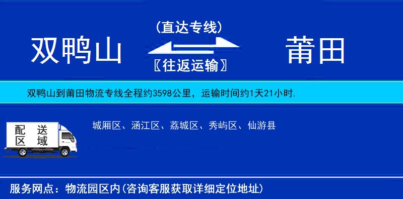 雙鴨山到莆田物流專線
